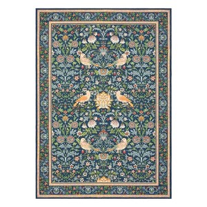 Washable Floral Living Room Rugs, Modern Farmhouse Bird Print Botanical Carpet for Bedroom, Soft Non Slip Floor Cover for Girls Nursery Room - 1 of 4