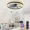 DAKAFUL 16" Wide Modern Flush Mount Ceiling Fan With LED Light & Remote, Crystal, Black, White Ceiling Fan - 2 of 4