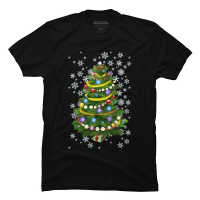 Men's Design By Humans Christmas Tree and Snowflakes By IvaW T-Shirt