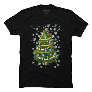 Men's Design By Humans Christmas Tree and Snowflakes By IvaW T-Shirt - 1 of 4