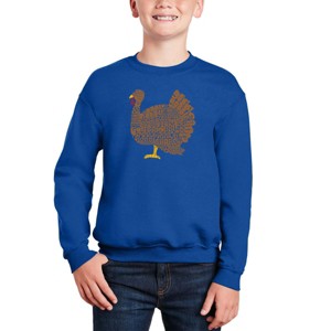 LA Pop Art Thanksgiving - Boy's Word Art Crewneck Sweatshirt - 1 of 3