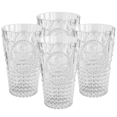 Elle Decor Ribbed Highball Glasses, Set Of 4, 16oz Tall Drinking