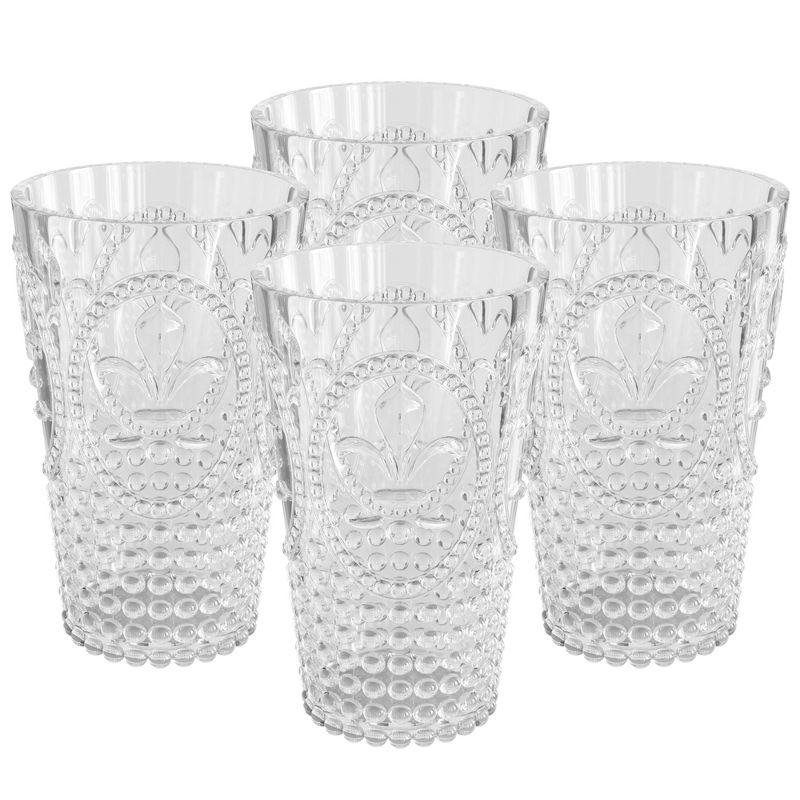 Elle Decor Acrylic 25 Ounce Plastic Water Tumblers, Set of 4 Drinking Cups, Reusable, Shatterproof, and BPA-Free Beverage Drinking Glasses, 1 of 8