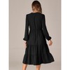 INSPIRE CHIC Women's V Neck Lantern Sleeve Ruffle Flowy A-Line Elegant Midi Dress - 3 of 4