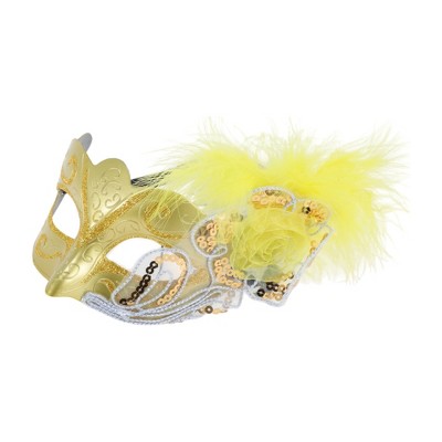 Unique Bargains Dancing Queen Feather Half Face Party Mask 1 Pc
