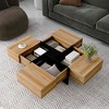 Lirago Unique Coffee Table 4 Hidden Storage Square Cocktail Table Extendable Sliding Top UV High Gloss Living Room Center Table 31.5x31.5 - 3 of 4