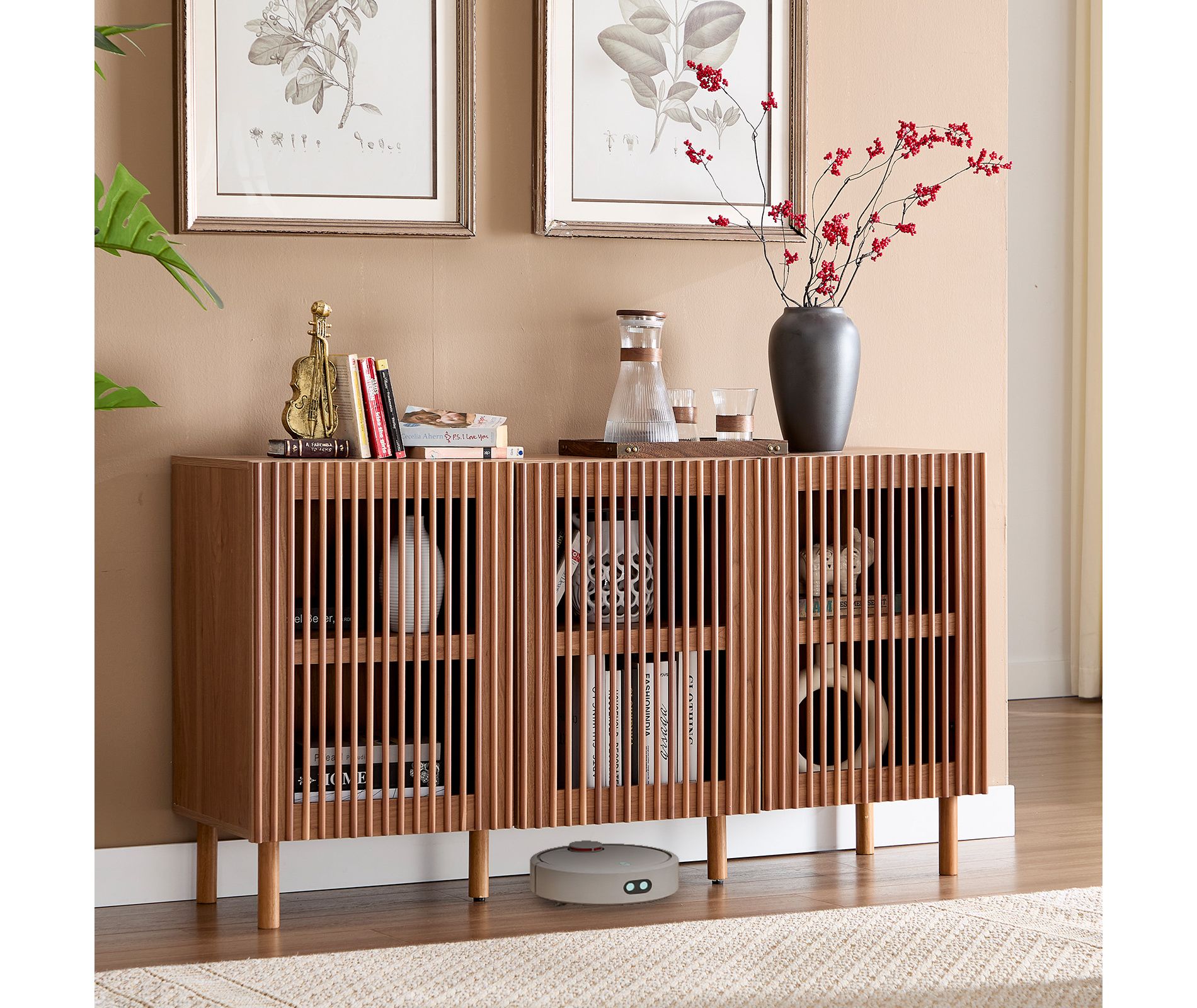 Bestier Modern Storage Sideboard Cabinet with Open Shelves for Dining Room & Entryway, Large Capacity Organizer for Living Room