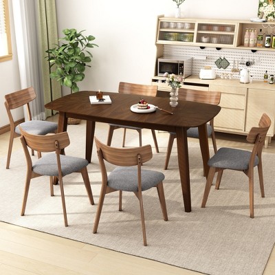 7-Piece Dining Set with Kitchen Table and 6 Upholstered Chairs