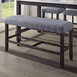 Acme Furniture 48" Yelena Fabric Counter Height Bench Weathered Espresso : Linen Upholstery, Wood Frame - 1 of 4