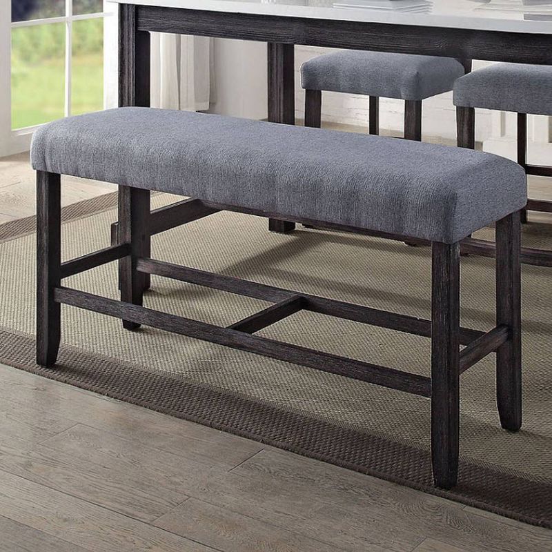 48&#34; Yelena Fabric Counter Height Bench Weathered Espresso - Acme Furniture, 1 of 8