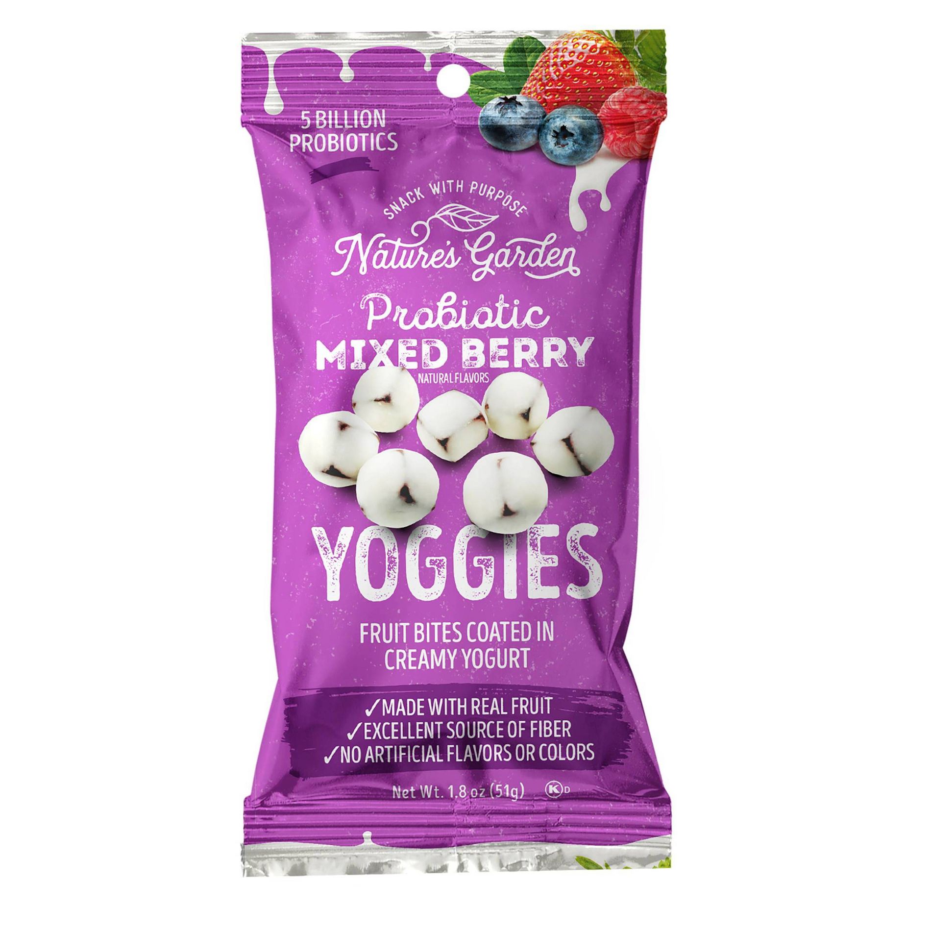 Nature's Garden Snacks Probiotic Yoggies Mixed Berry Fruit Snacks Bag - 1.8oz
