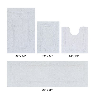 Lux Premium 100% Cotton Tufted Solid Reversible 4 PC Bath Rug Set – Ultra-Soft, Water-Absorbent, Durable, Machine Washable Bathroom Rug
