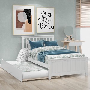 Twim Size Wood Platform Bed with Trundle - 1 of 4