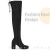 Perphy Round Toe Block Heel Over the Knee High Boots for Women - 4 of 4