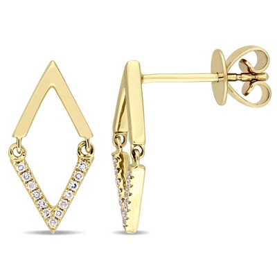 Everly Jewelry - 14K Yellow Gold Diamond Accent Geometric Earrings
