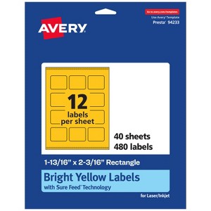 Avery Bright Yellow Paper Labels, 1-13/16" x 2-3/16" Rectangle - 1 of 4