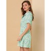 Allegra K Women's Peter Pan Collar Flowy Short Sleeve Ruffle Summer Floral Shirt Dress - 4 of 4