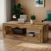 Hommoo 2-Tier Farmhouse Rectangle Coffee Table Rustic Brown - 3 of 4