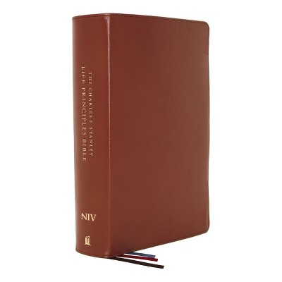 Niv, Charles F. Stanley Life Principles Bible, 2nd Edition, Genuine Leather, Brown, Comfort Print - by  Thomas Nelson (Leather Bound)