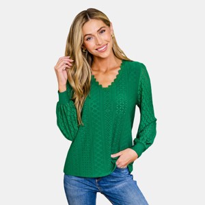 Women's Cutout Scalloped Lace V-Neck Shirt Top - Cupshe - 1 of 4