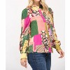 Women's Patchwork Print Stand Collar Blouse - Fate - 2 of 3