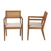 Baxton Studio Emilia Fabric and Wood 2pc Arm Chair Set with Woven Rattan - 4 of 4