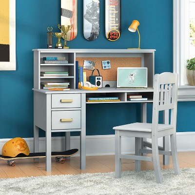 Guidecraft Taiga Kids Desk And Chair Set With Hutch Kids Wooden Computer Desk With Storage Drawers And Shelves Kids Study Table For Bedroom Target