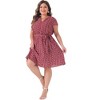 Agnes Orinda Women's Plus Size Casual Floral Tie Waist Short Sleeve Knee Length A Line Dresses - 3 of 4