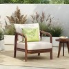 Solid Wood Outdoor Patio Lounge Chair,Curved Armrest Garden Lounge Chair,Comfy Woven Backrest Poolside Chair with Cushions-Coolbibila - 3 of 4