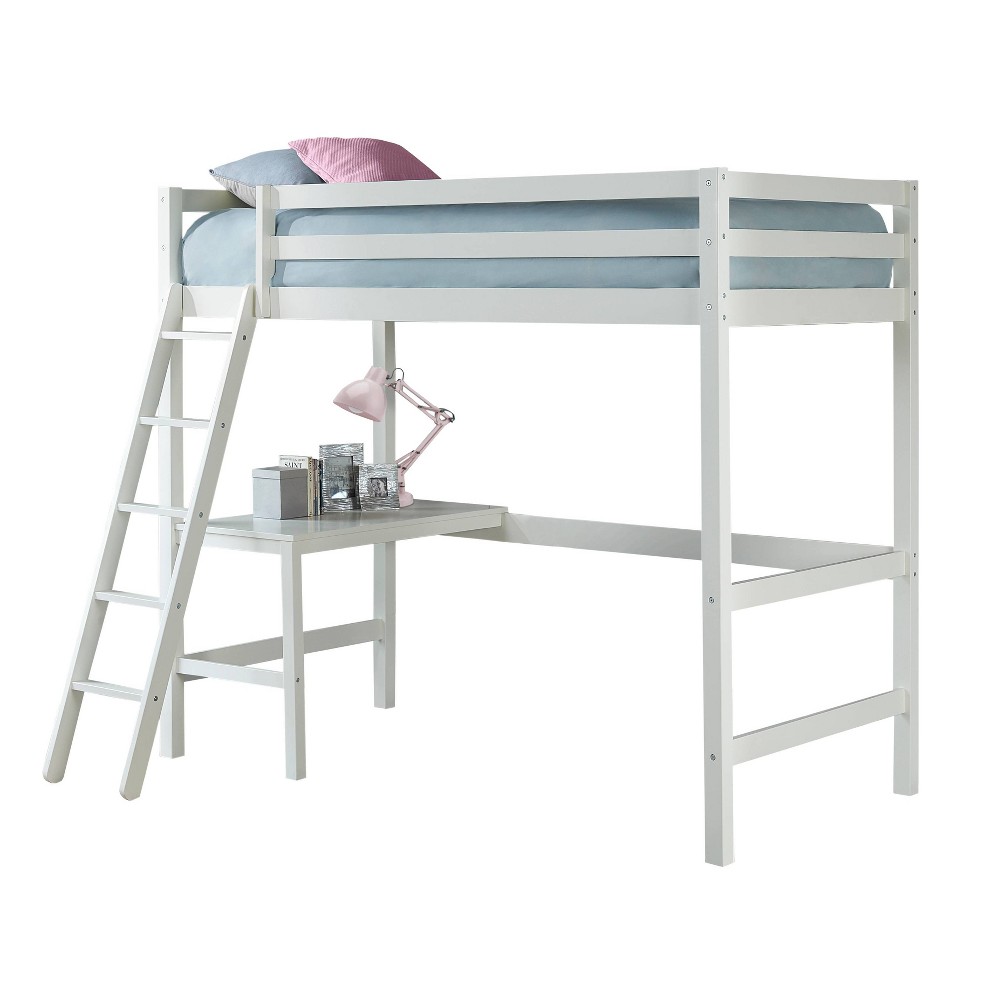 Hillsdale Caspian Study Twin Loft Bed with Desk, White