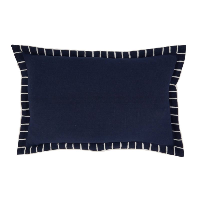 20&#34;x20&#34; Oversize Minimalist Chic Chunky Whip Stitch Poly Filled Square Throw Pillow Navy Blue - Saro Lifestyle, 1 of 5