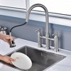 SUMERAIN 2-Handle Bridge Kitchen Sink Faucet with Pull Down Sprayer, 3 Hole, Brushed Nickel - 3 of 4