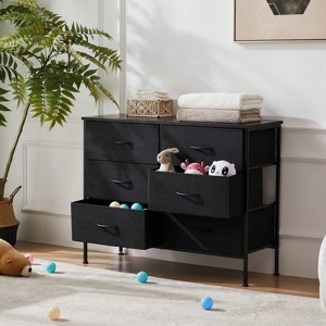 SKRAN Dresser For Bedroom, Storage Drawers, Tall Large Fabric Storage Tower Organizer With Metal Frame Wooden Top For Nursery - 1 of 4