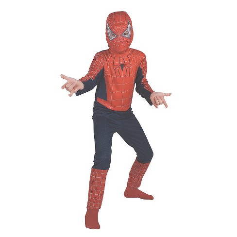 Deluxe SPIDER-MAN Halloween Costume Kids Child 7-8 Muscles Hood