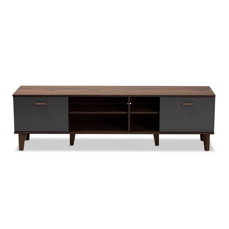 Moina Two-Tone Wood TV Stand for TVs up to 70&#34; Walnut/Gray - Baxton Studio, 4 of 11