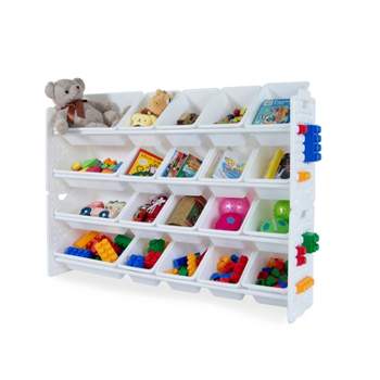 UNiPLAY Toy Organizer With 20 Removable Storage Bins and Block Play Panel, Multi-Size Bin Organizer