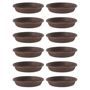 The HC Companies Classic Plastic 21 Inch Round Plant Flower Pot Planter Deep Saucer Drip Tray, Fits 21 Inch Pot, Chocolate Brown (12 Pack) - 1 of 4