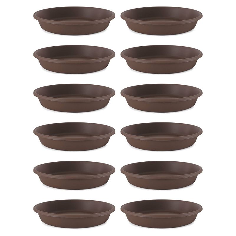 The HC Companies Classic Plastic 21 Inch Round Plant Flower Pot Planter Deep Saucer Drip Tray, Fits 21 Inch Pot, Chocolate Brown (12 Pack), 1 of 7