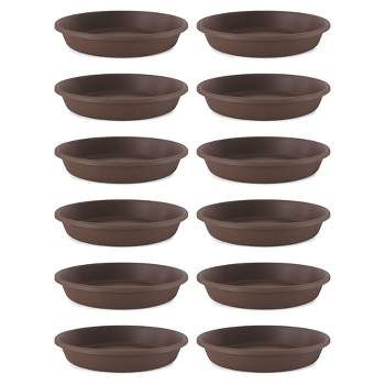 The HC Companies Classic Plastic 21 Inch Round Plant Flower Pot Planter Deep Saucer Drip Tray, Fits 21 Inch Pot, Chocolate Brown (12 Pack)