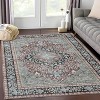 Vintage Area Rugs Washable Living Room Rug Oriental Medallion Floor Cover Non-Slip Low Pile Distressed Carpet Ultra-Thin Throw Rugs - 2 of 4