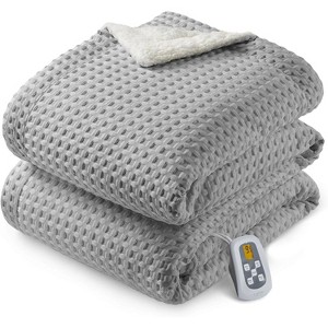 Heated Blanket Throw Twin Queen King, Waffle Weave Electric Throw Blanket Fast Heating with LCD Controller, Auto Off, ETL Certified, Machine Wash - 1 of 4