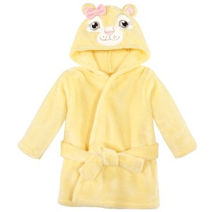 Hudson Baby Infant Girl Plush Animal Face Bathrobe, Lion Girl, 0-9 Months - 1 of 2