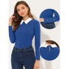 Allegra K Women's Pointed Collar Knit Contrast Neck Long Sleeve Party Shirt - 2 of 4