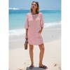 EXLURA Women's 2025 Summer Oversized Short Sleeve T Shirt Dress Casual Crew Neck Striped Tops Loose Sundress with Pockets - 3 of 4
