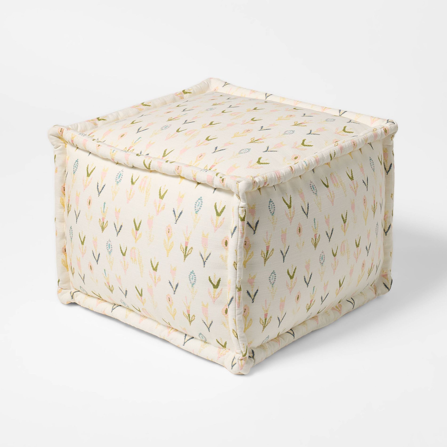 Woven Cotton Printed Pouf Ottoman - Threshold™ designed with Studio McGee