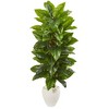 Nearly Natural 63-in Large Leaf Philodendron Artificial Plant in White Planter (Real Touch) - 2 of 2