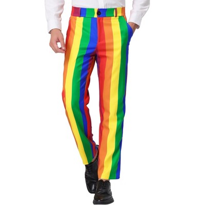 Lars Amadeus Men's Striped Casual Color Block Pants