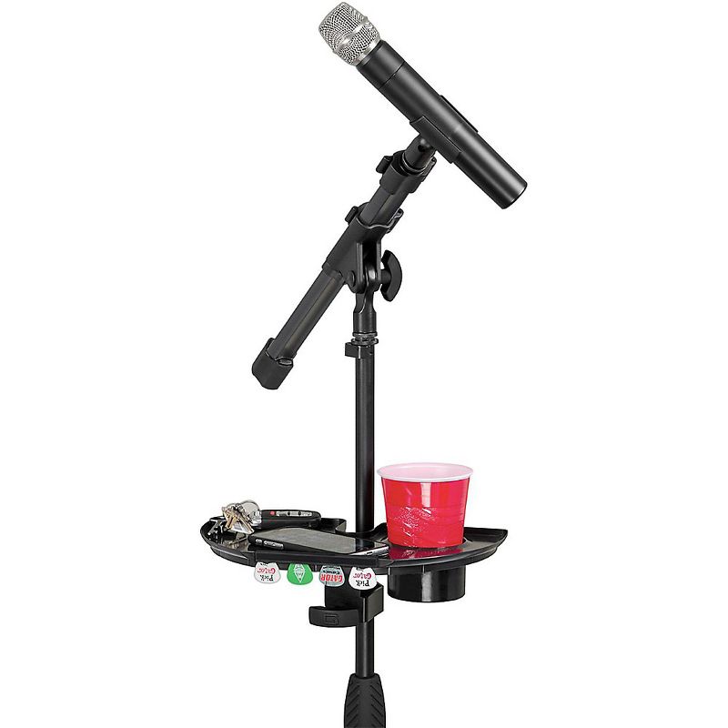 Gator Frameworks Microphone Stand Accessory Tray With Drink Holder and Guitar Pick Tab, 2 of 7