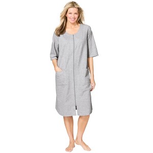 Dreams & Co. Short French Terry Zip-Front Robe - 1 of 4