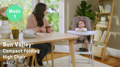 Gray Portable Folding High Chair with Safety Harness